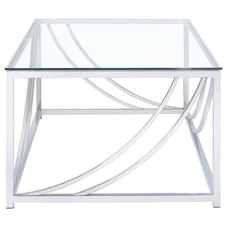 Tables set in contemporary living room