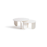Olena cream two tables side by side