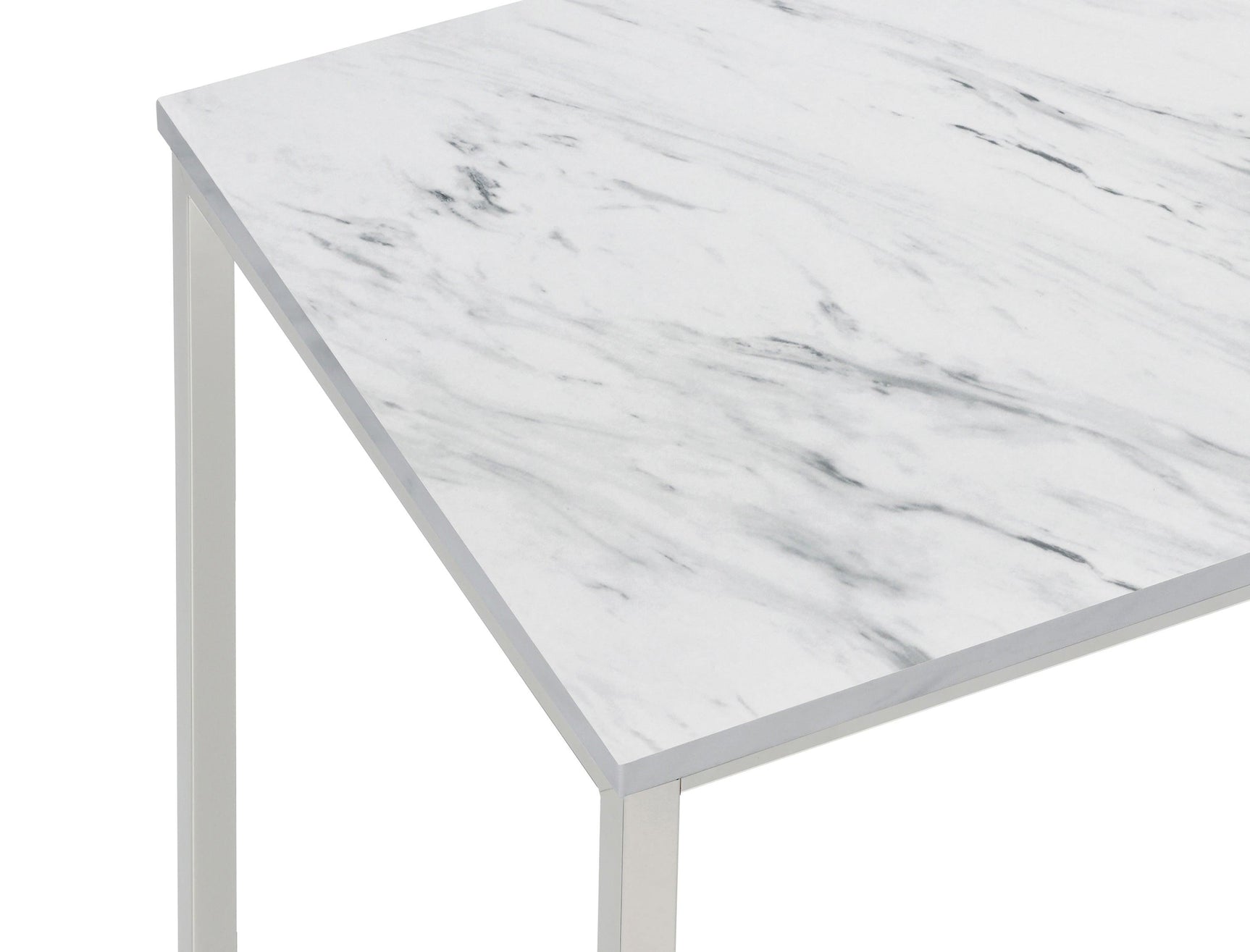 Leona Coffee Table With Casters White And Satin Nickel - Ella Furniture