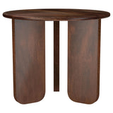 Matching end table with rounded edges and solid mango wood base