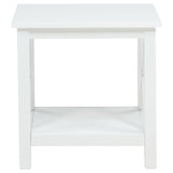 Side view of Skyview white pine wood side end table