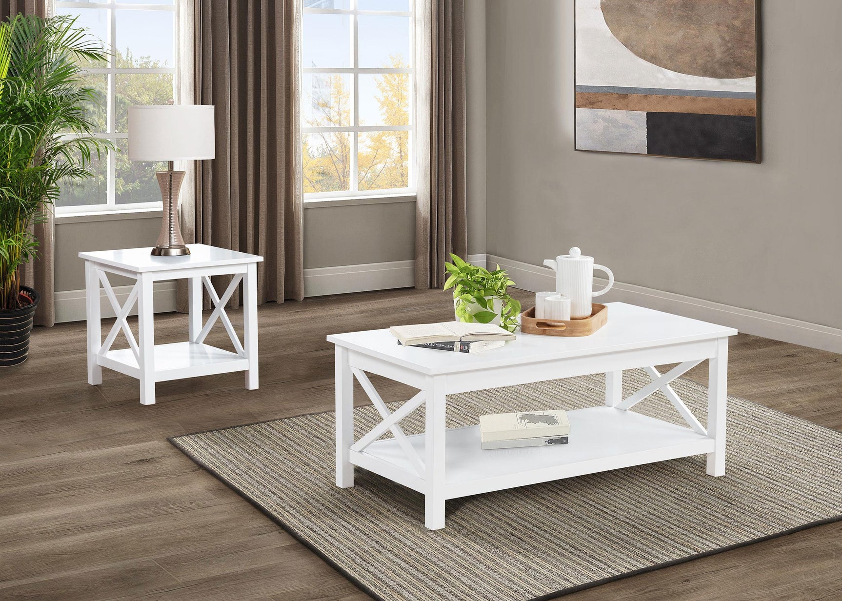 Top view of square surface of Skyview side table