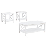 Skyview matching end table with X-frame sides, side view