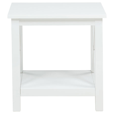 Skyview coffee and end table set detail showing storage space
