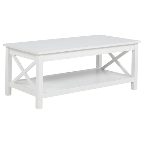Assembled coffee and end table set in living room setting