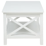 Lift-top coffee table showing hidden storage inside