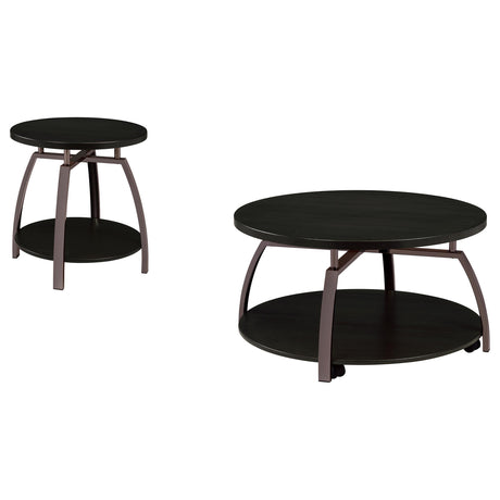 Dacre coffee table close-up showing metal frame and caster wheels