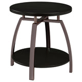 Dacre end tables round dark charcoal set, front angle