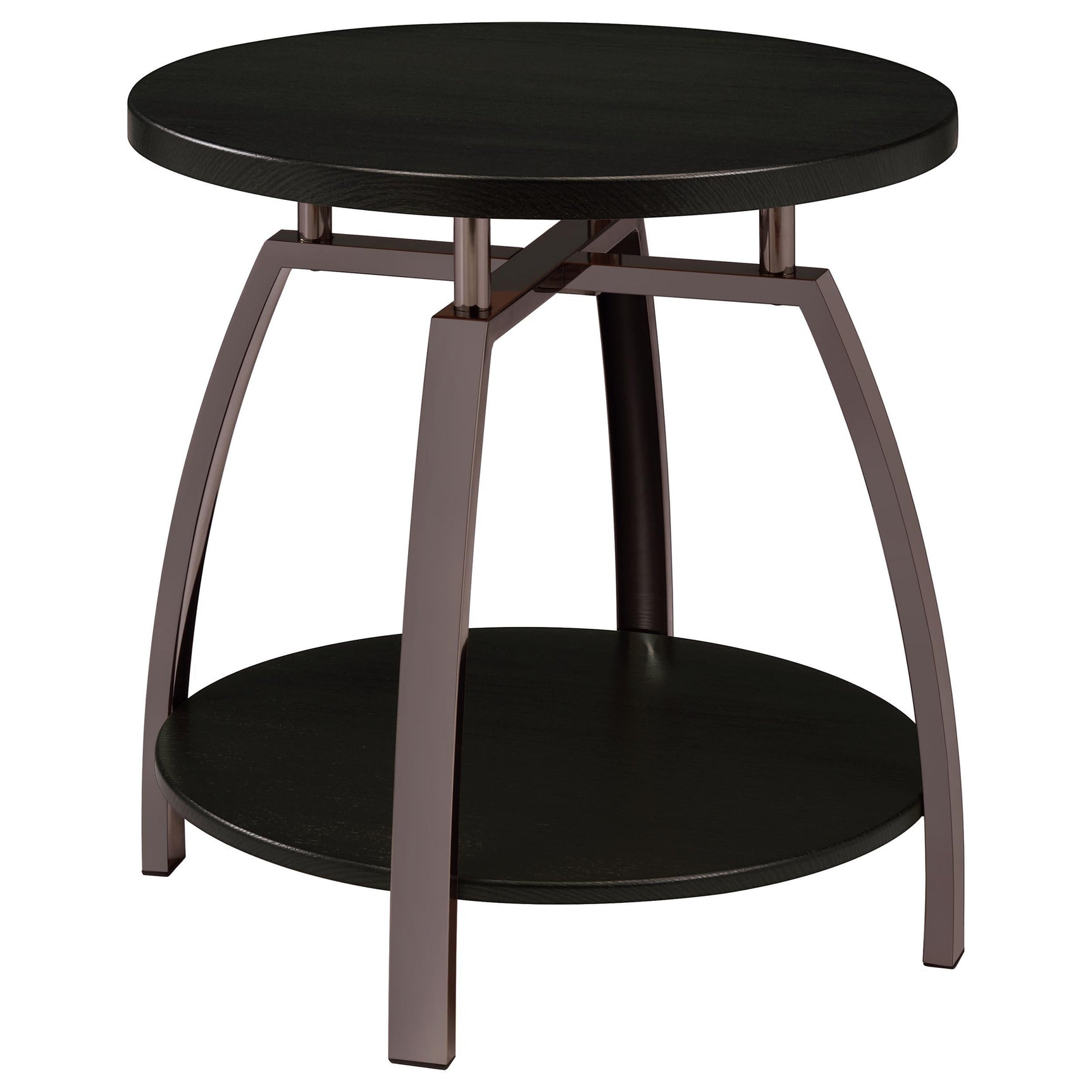 Dacre end tables round dark charcoal set, front angle