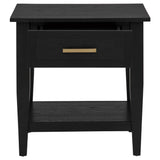 Lower shelf of Lindenton occasional side table with decorative items