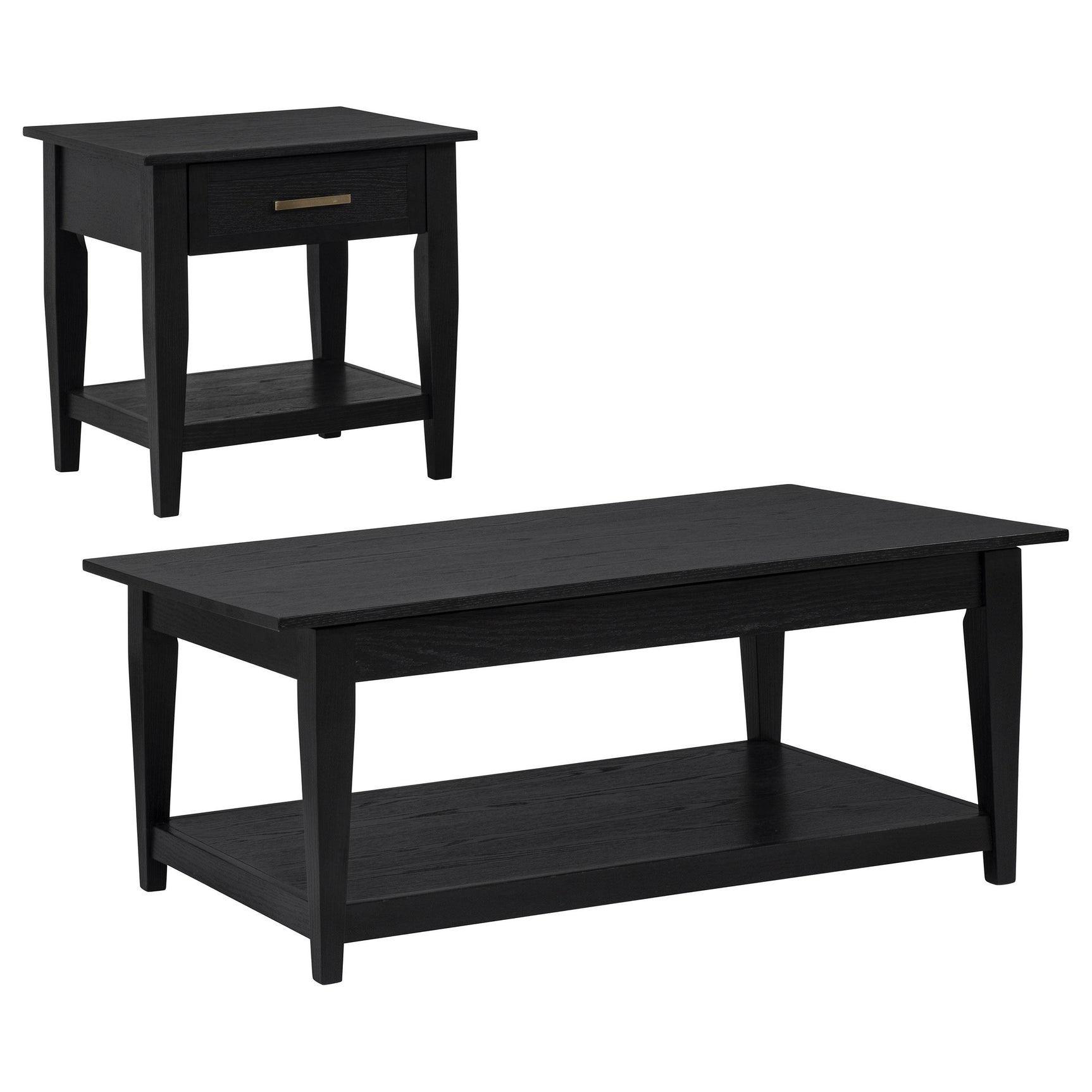 Lift-top coffee table showing elevated top and storage inside