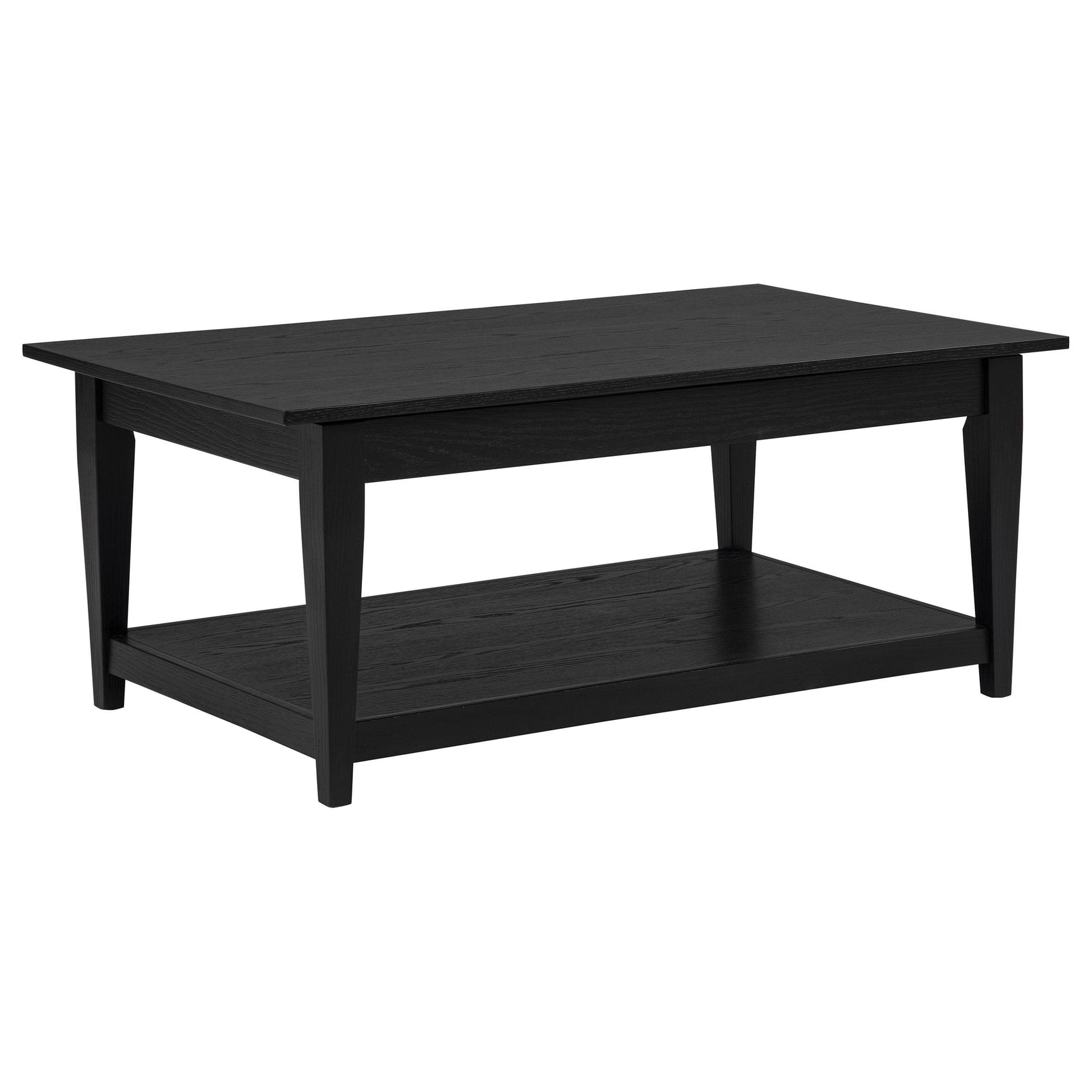 Lindenton black wood lift-top coffee table and square end table set