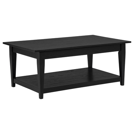 Lindenton black wood lift-top coffee table and square end table set