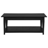 Lindenton black wood lift-top coffee table and square end table set