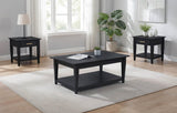 Lift-top coffee table raised showing storage space