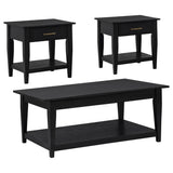 Square black wood end table with tapered legs