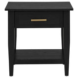 Lindenton 3-piece black wood lift-top coffee and end table set front view