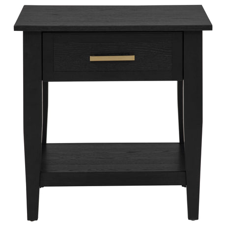 Lindenton 3-piece black wood lift-top coffee and end table set front view