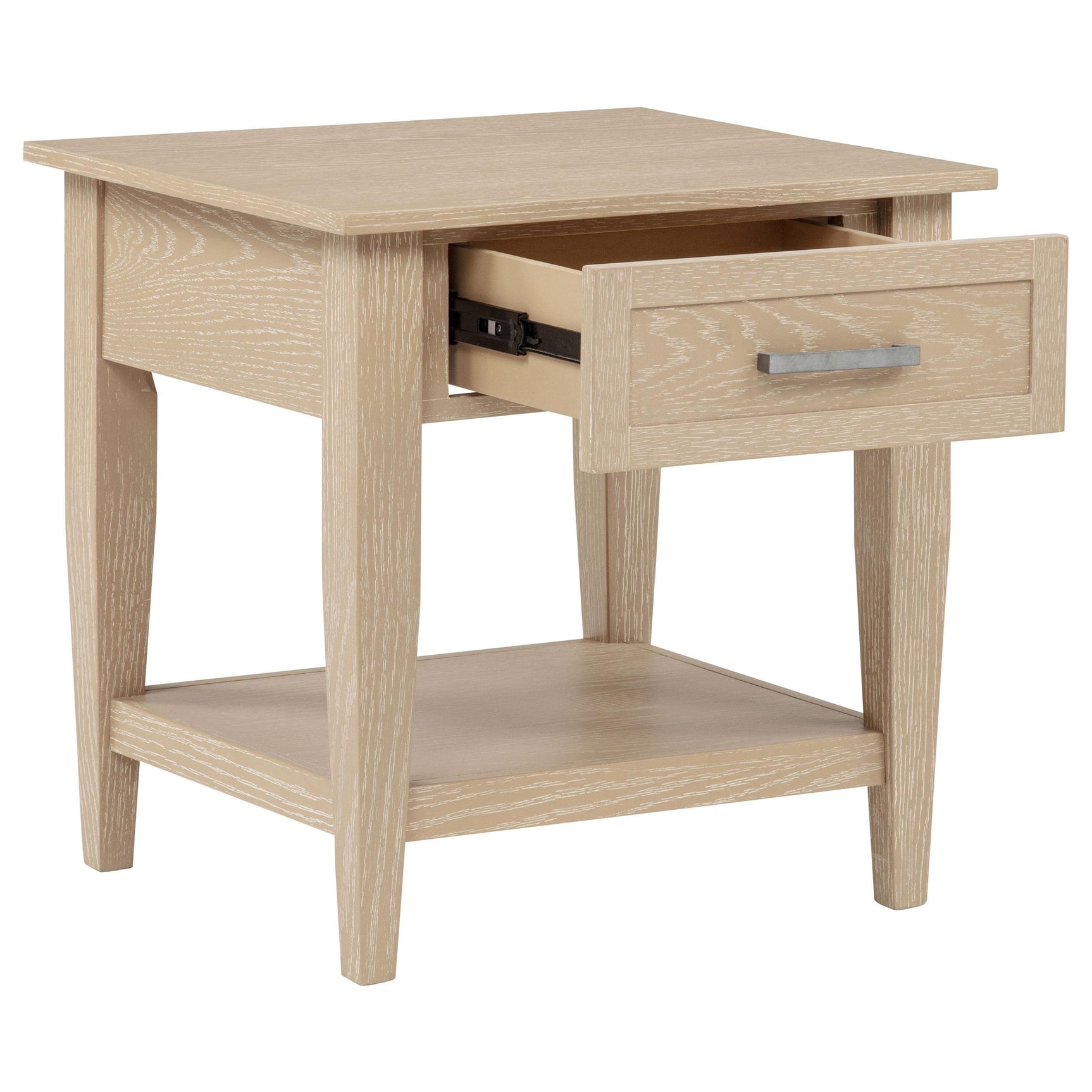 Lindenton Side Table lower shelf with accessories
