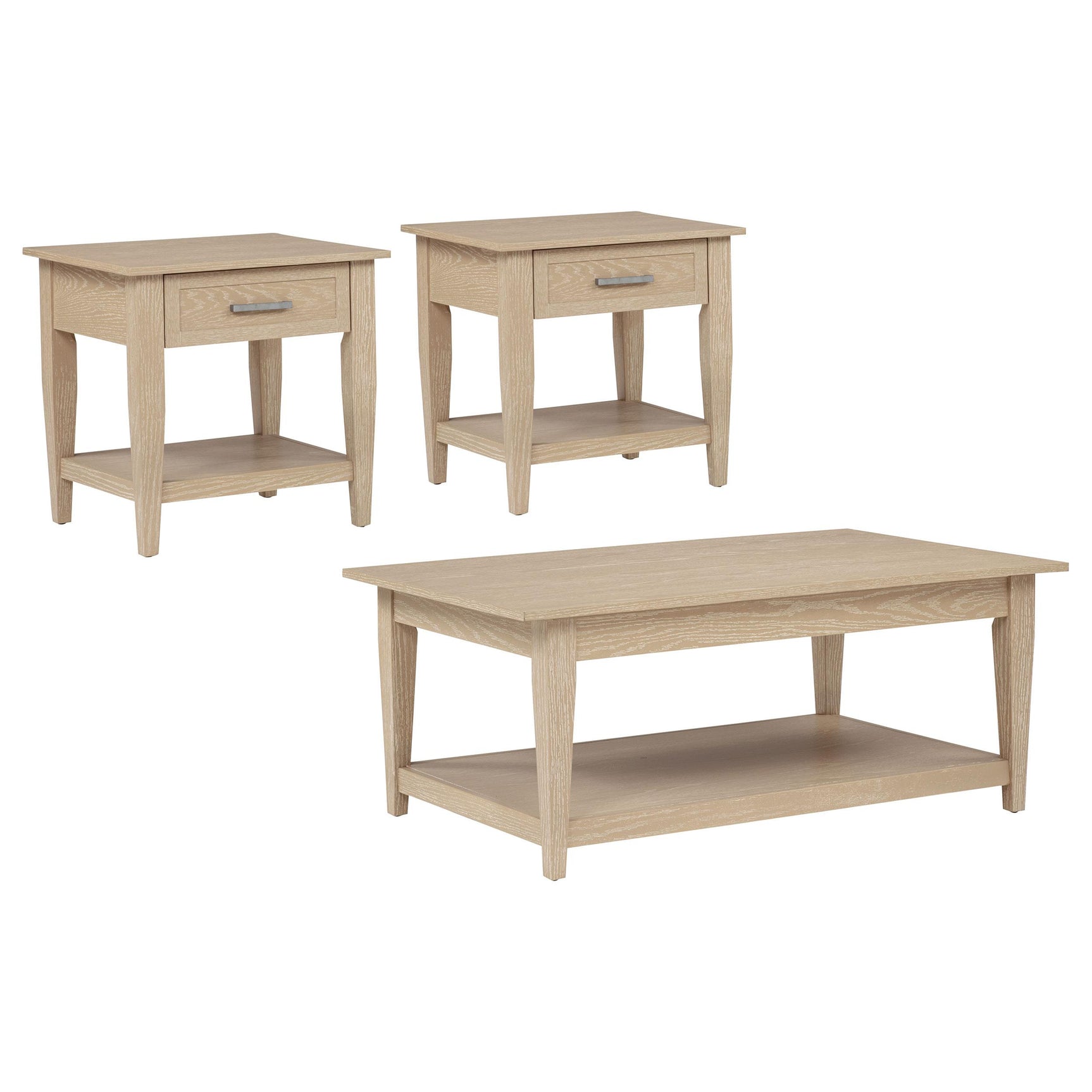 Lindenton square end table in blonde oak, side view