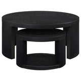 Top view of Sweeney round black wood nesting tables