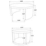 Black wood nesting tables displaying natural grain finish