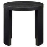 Curved panel supports detail on Sweeney side table