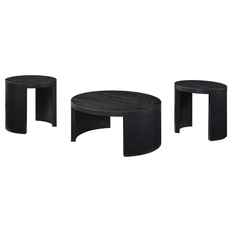 Side angle of Sweeney coffee table with black oak veneer finish
