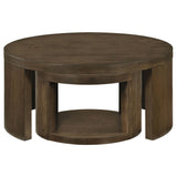 Side view of curved panel base on Sweeney nesting table