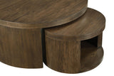 Smaller table tucked under large table front angle