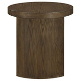 Close-up of dark walnut wood grain on Sweeney table