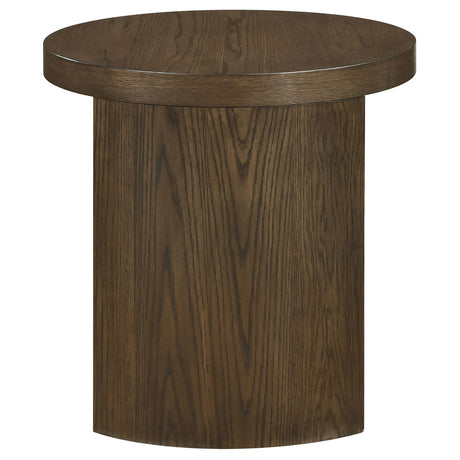Close-up of dark walnut wood grain on Sweeney table