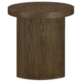 Sweeney 3-piece coffee and end table set in dark walnut, front view