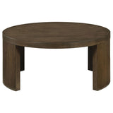 Sweeney 3-piece coffee and end table set in dark walnut, front view