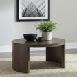 Sweeney coffee table close-up of dark walnut oak veneer top