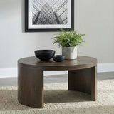 Sweeney coffee table close-up of dark walnut oak veneer top