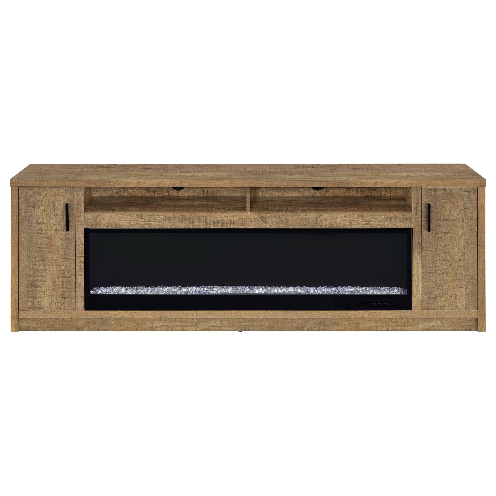 Open cabinet storage with adjustable shelf inside