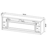 Eddy 79-inch mango TV stand with electric fireplace frontal view