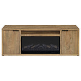 Fuller TV stand with electric fireplace and glass doors front detail