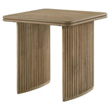 Close-up of vertical reeded detailing on pedestal base