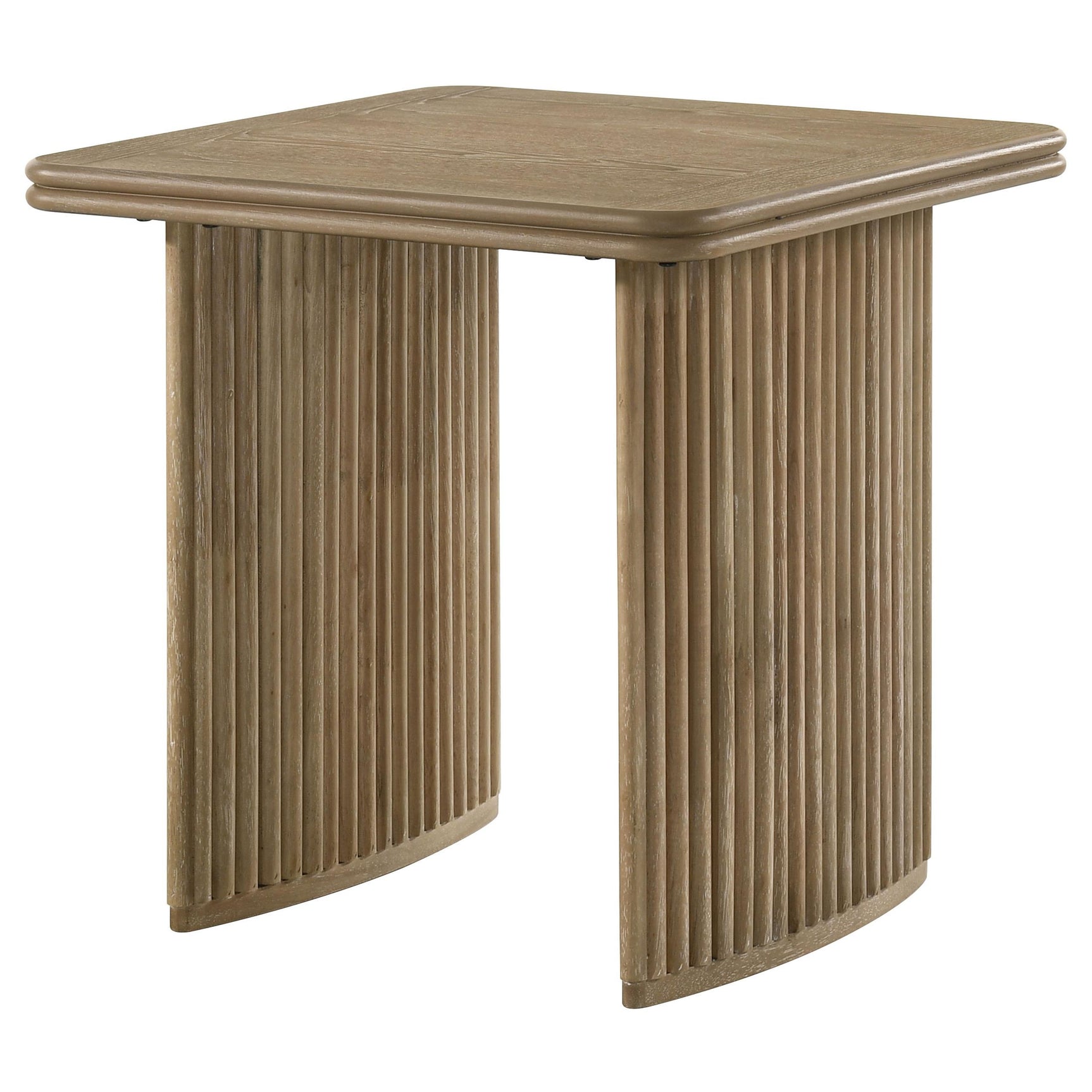 Close-up of vertical reeded detailing on pedestal base