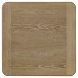 End table viewed from above showing dimensions and finish