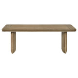 Closeup of Adina coffee table pedestal base with vertical reeding