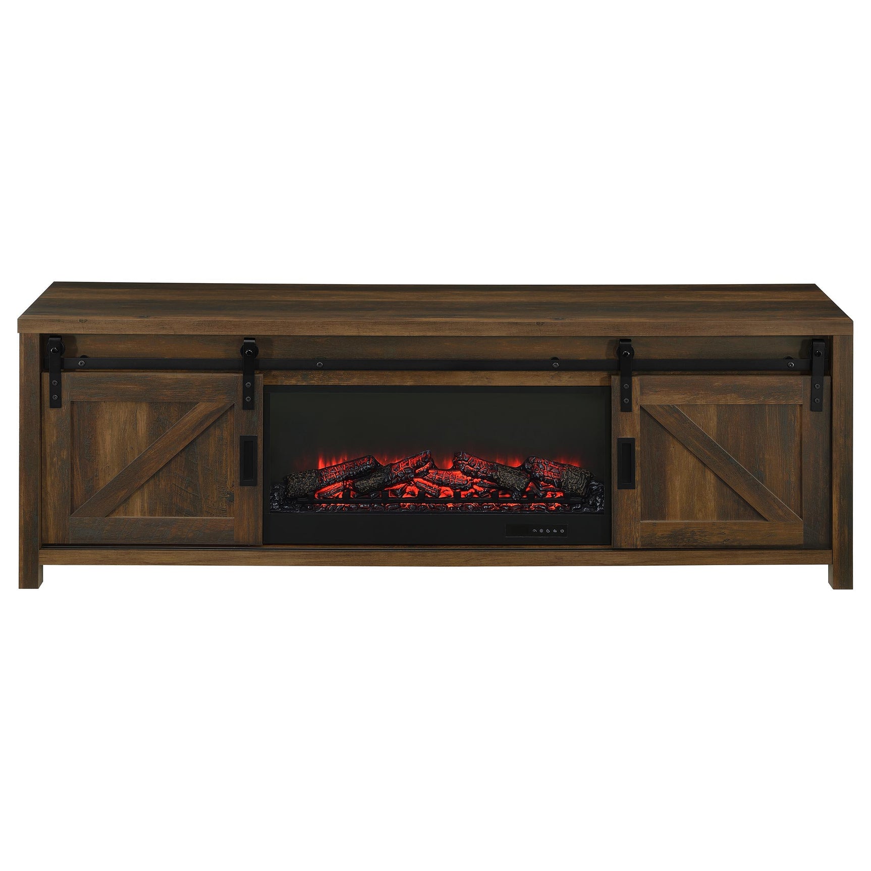 Enfield TV stand adjustable shelving behind barn doors