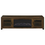 Side view of Havering dark pine TV stand
