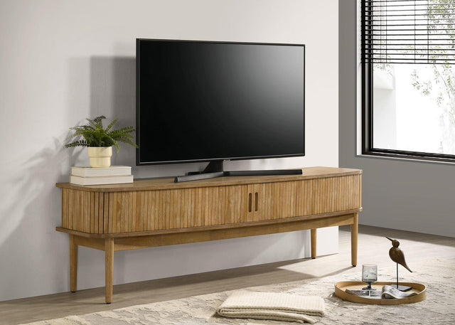 Croyden TV Stand side angle showing tapered legs