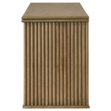 Distressed light brown oak veneer texture on Adina TV Stand