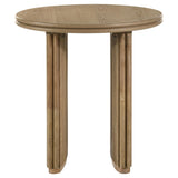 Curved pedestal base with vertical reeding detail on Adina side table