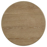 Side angle showing multi-convex tabletop edge of Adina end table