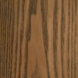 Franklin round wood pedestal side table top surface with square edge profile
